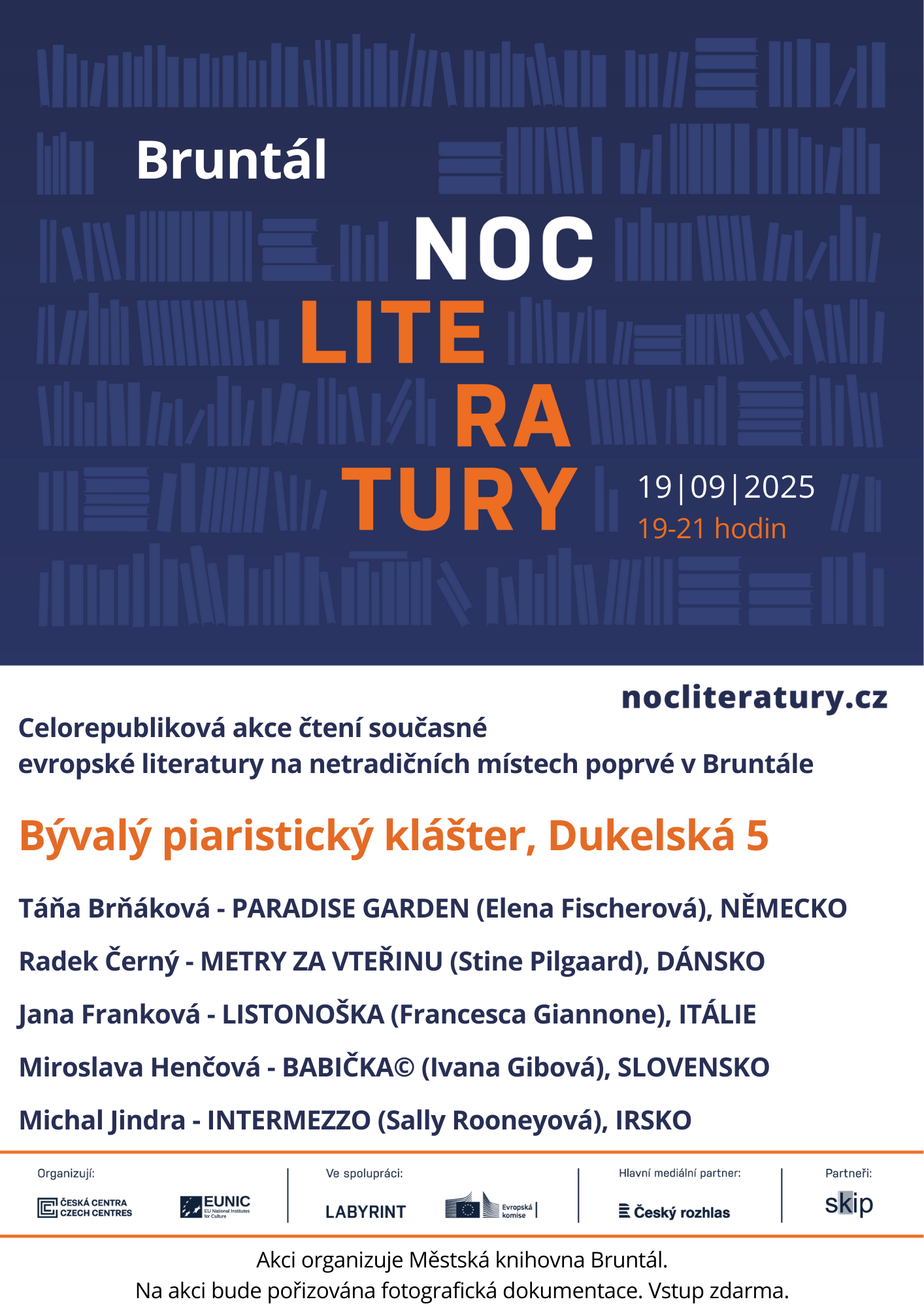 Srdečně zveme na Noc literatury 2025