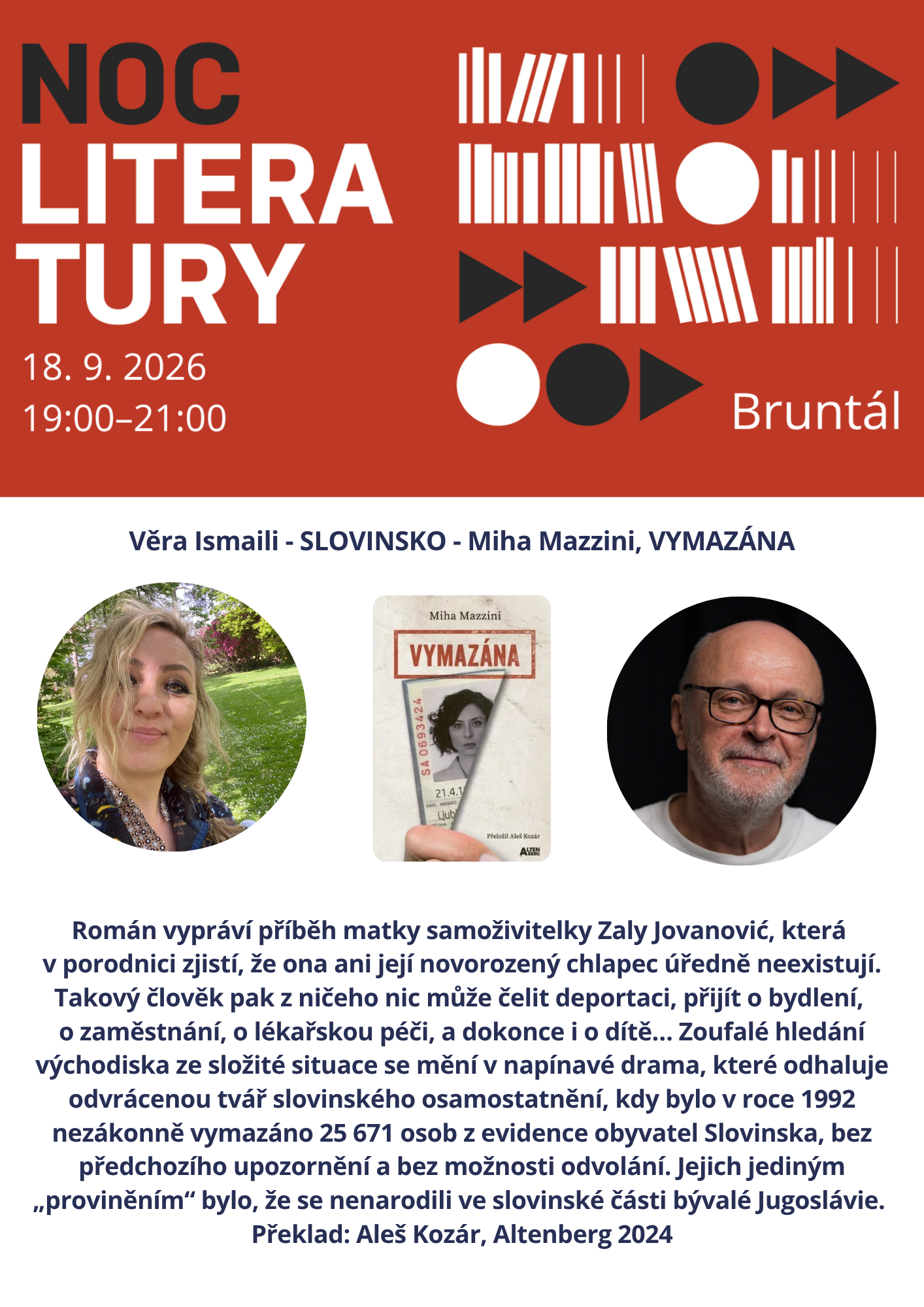 Noc literatury 2026 – druhá ukázka a předčítající